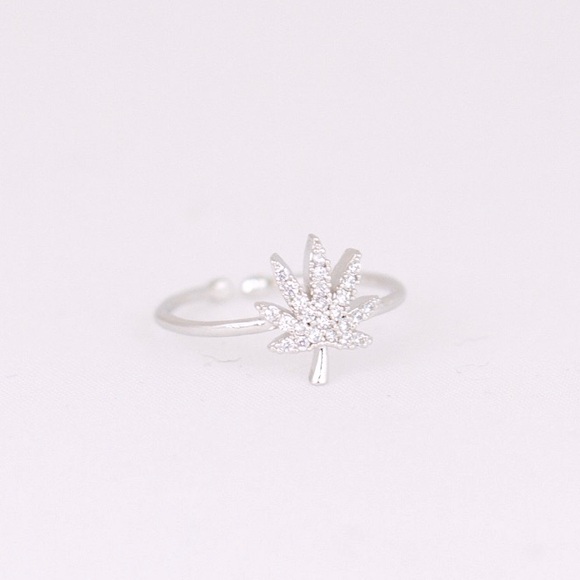 14k Dipped Dainty Cannabis Ring - Picture 1 of 4
